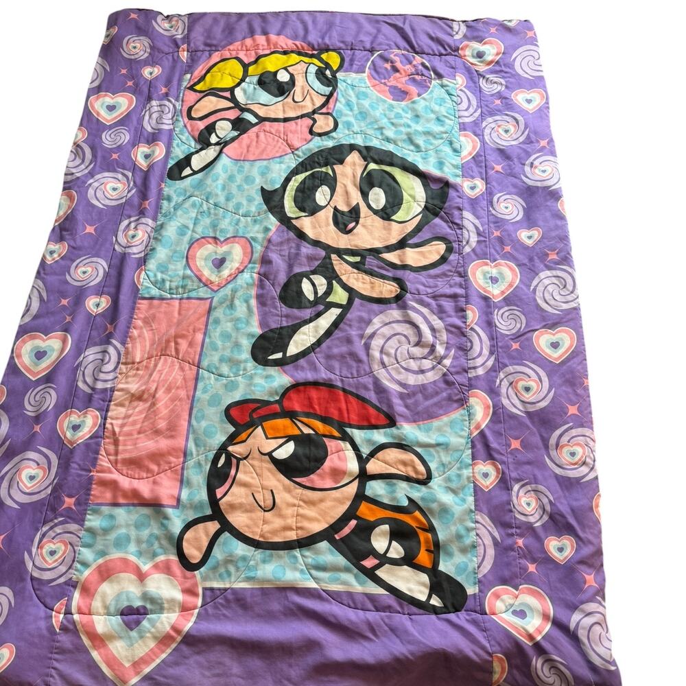 Y2K 2000 Powerpuff Girls Twin Comforter Cartoon Network Purple Hearts 60 inch